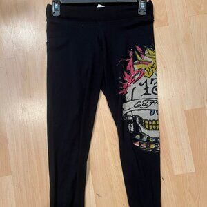 Y2K ED HARDY VINTAGE SKULL EMBELLISHED LEGGINGS SIZE L LARGE